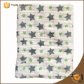 Many stars blue and green color designs baby wholesale reusable gauze muslin blanket